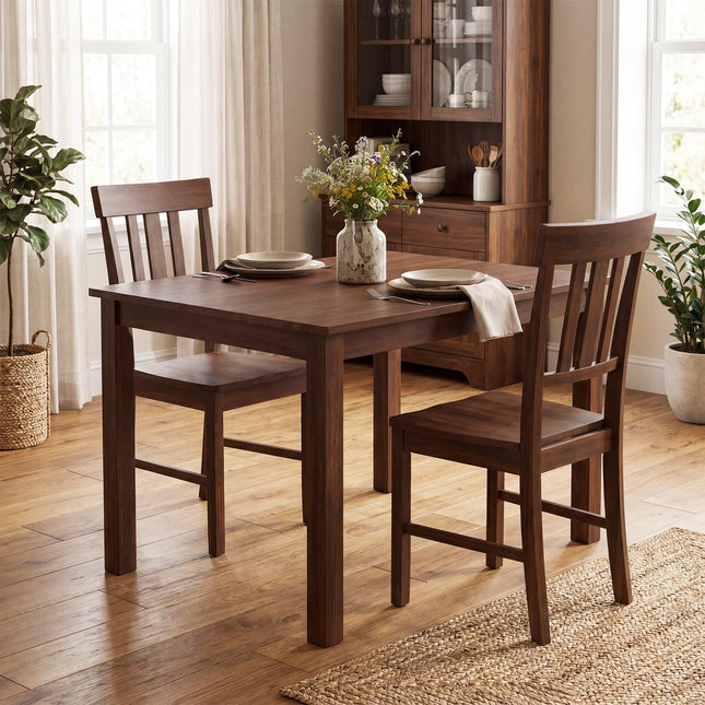 Dreamade Wooden Dining Chairs Set of 2/4 with Slat Back & Contoured Seat