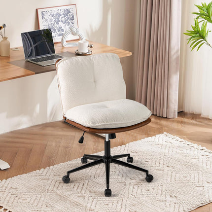 Dreamade Faux Fur Desk Chair with Rocking Backrest & Thick Padded Cushion