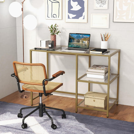 Dreamade 42 Inch Home Office Desk with Tempered Glass
