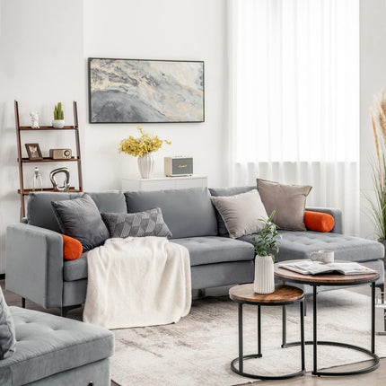 Dreamade 97" Large Couch, 3 Seat Sectional Sofa Set, L-Shaped Modular Sleeper with Chaise Lounge & USB Port & Socket