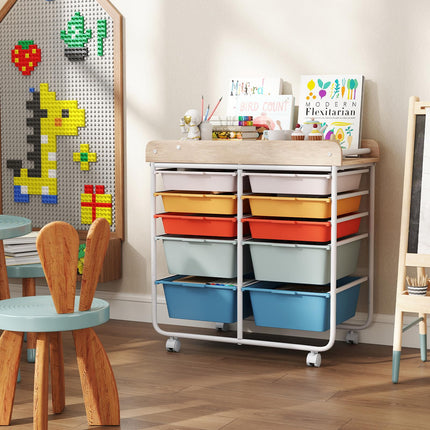 Dreamade Rolling Storage Cart with 10 Drawers, Utility Cart