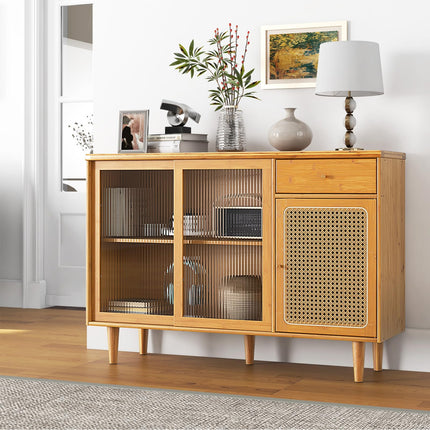 Dreamade Sideboard, Bamboo Buffet Cabinet with Storage