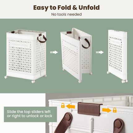 Dreamade 75L Collapsible Laundry Basket with Wheels