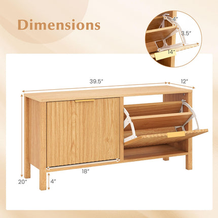Dreamade Shoe Storage Bench with 2 Flip Drawers for Entry Way