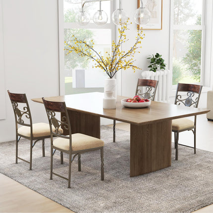 Dreamade Upholstered Dining Chair Set, Vintage Metal Dining Chairs with Soft Padded Seat Cushion