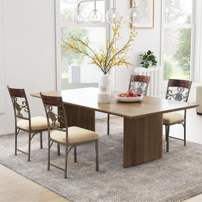 Dreamade Upholstered Dining Chair Set, Vintage Metal Dining Chairs with Soft Padded Seat Cushion