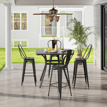 Dreamade Metal Bar Stools Set of 4, 30" High Back Bar Height Chairs w/Footrest & Removable Backrest