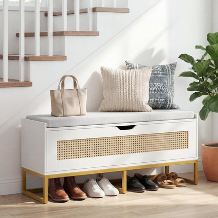 Dreamade Flip-Top Entryway Bench with Removable Padded Seat & Hidden Storage