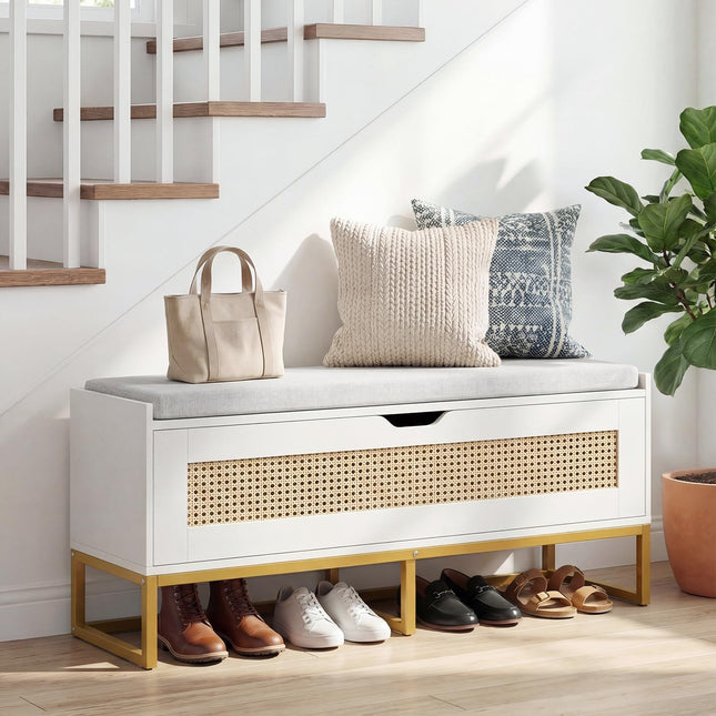Dreamade Flip-Top Entryway Bench with Removable Padded Seat & Hidden Storage