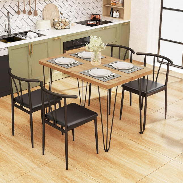 Dreamade 5-Piece Dining Table Set | 43-Inches Rectangular Kitchen Table & 4 Armless Chairs with Upholstered Seat