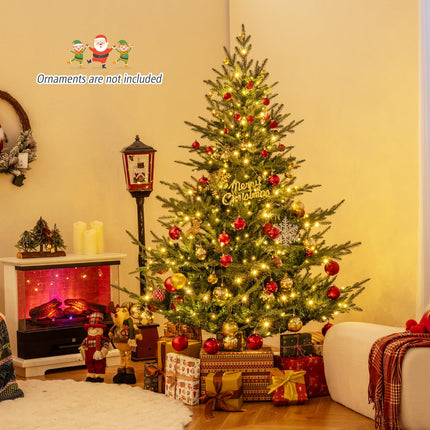 Dreamade 6FT / 7FT Pre-Lit Artificial Christmas Tree with PVC & PE Mixed Branch Tips