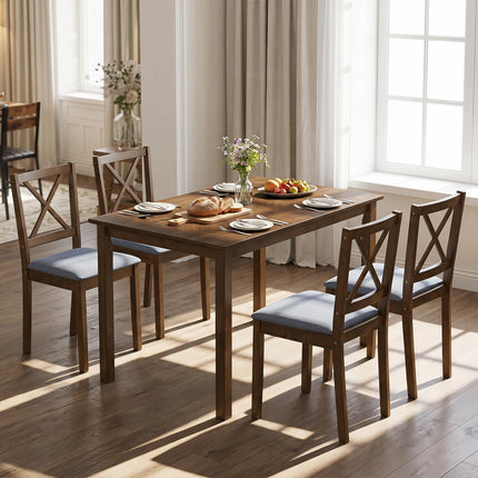 Dreamade Dining Table Set with X-Shaped Backrest for Small Space