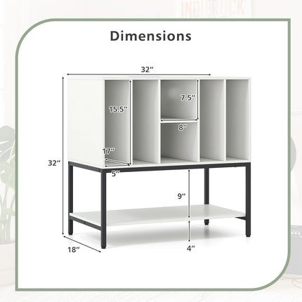 Dreamade Record Player Stand with Charging Station Vinyl Record Storage for Music Living Room