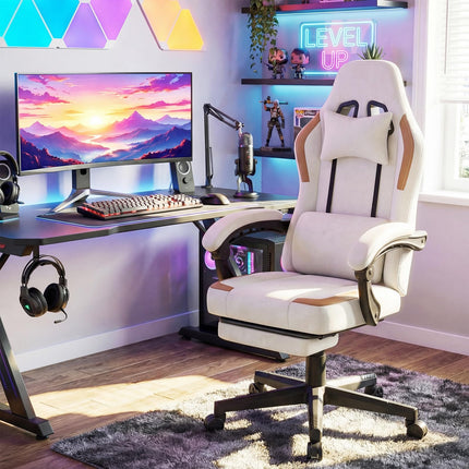Dreamade Gaming Chair | Ergonomic Video Game Chair w/Footrest, Lumbar Support