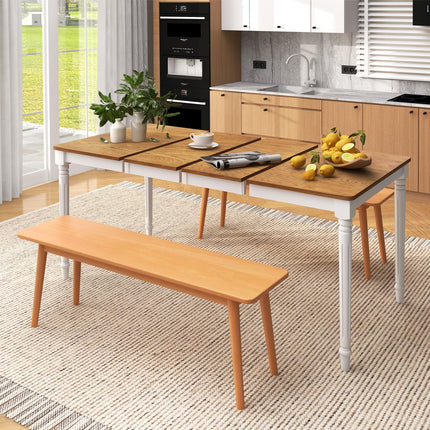 Dreamade Extendable Dining Table for 4-8 People, Large Folding Kitchen Table with Rubber Wood Legs, 220 Lbs Capacity