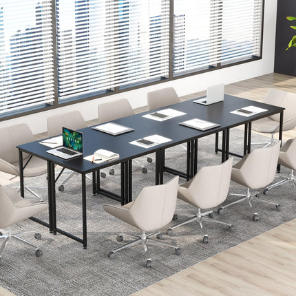 Dreamade 6.5 FT Small Conference Table, 2 PCS 40" x 19.5" Rectangular Meeting Table with Heavy-Duty Metal Frame