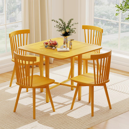Dreamade 36" Extendable Dining Table with Drop Leaf X-Shaped Frame Rubber Wood Legs