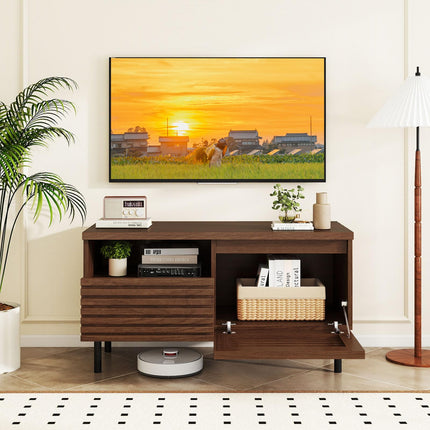 Dreamade Mid Century Modern TV Stand with Fluted Entertainment Center