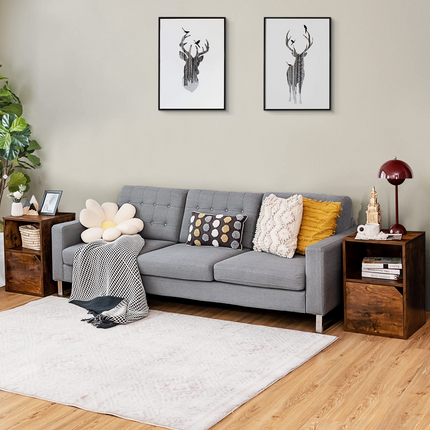 Dreamade Set of 2 Nightstands, End Table Bedside Table w/Storage Cabinet and Open Shelf