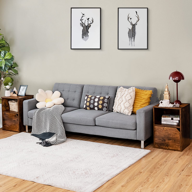 Dreamade Set of 2 Nightstands, End Table Bedside Table w/Storage Cabinet and Open Shelf