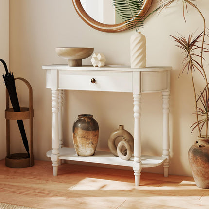 Dreamade 36" Wooden Entryway Table with Storage Drawer & Open Shelf