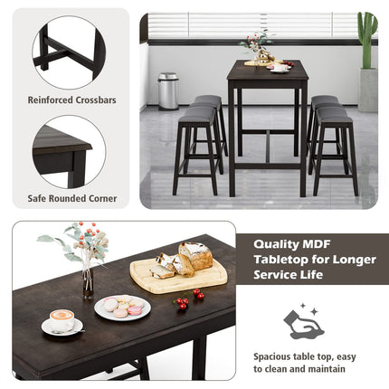 Dreamade Dining Table Set for 4, Kitchen Counter Height Table w/ 4 Stools (Black)