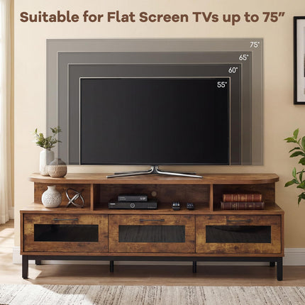 Dreamade TV Stand for TVs up to 75" Entertainment Center with 3 Storage Drawers and Open Shelves