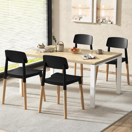 Dreamade Wooden Dining Chairs Set of 4, Modern Dining Side Chairs Set w/Ergonomic Backrest, Wide Seat & Sturdy Wooden Legs