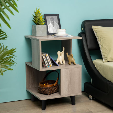 Dreamade 3-Tier Geometric Bookshelf Set of 2 with Open Storage Shelves