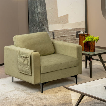 Dreamade Modern Accent Chair w/Comfy Thick Cushion, Magazine Pockets