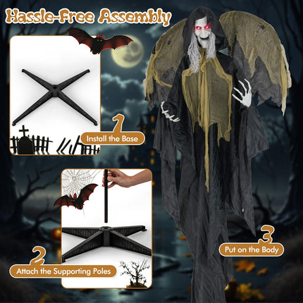 Dreamade 8.2 FT Halloween Standing Witch, Poseable Halloween Animatronic Prop with Light up Eyes