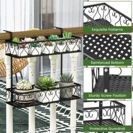 Dreamade Balcoy Flower Pot Stand Rack w/ Adjustable Hooks & 2 Planter Baskets