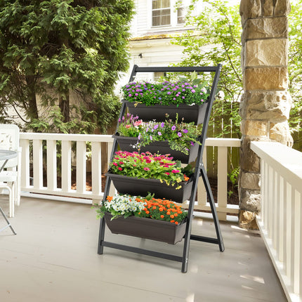 Dreamade 2 Pcs 4.1FT Vertical Raised Garden Bed, 4-Tier Elevated Planter Box