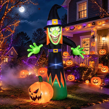 DREAMADE 8 FT Halloween Inflatable Witch Blow Up Yard Decoration