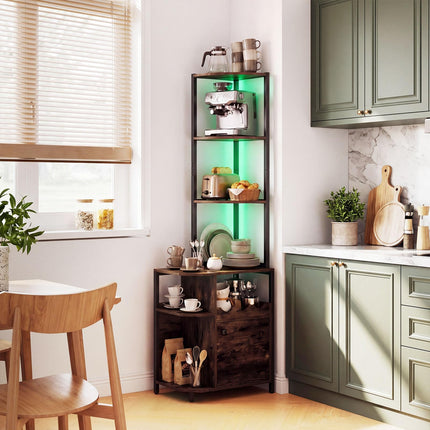Dreamade Corner Bar Cabinet w/Power Outlets
