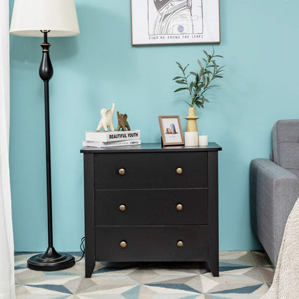 Dreamade Modern Simple Dresser 3-Drawers Chest with Solid Curved Legs