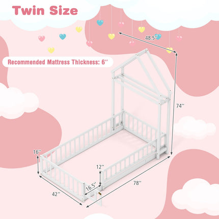 Dreamade Twin House Floor Bed for Kids