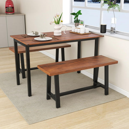 Dreamade 40” Wood Dining Bench, 2 Person Entryway Shoe Bench with Metal Frame, Rectangular End of Bed Bench