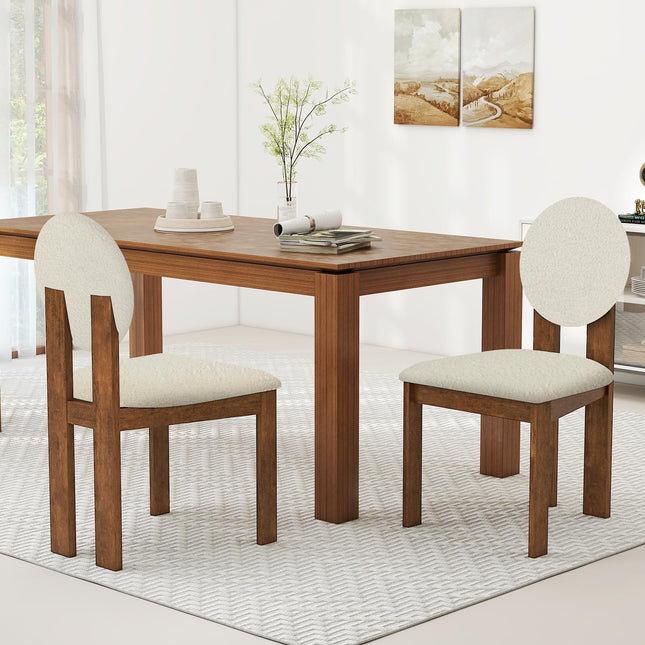 Dreamade Sherpa Dining Chairs Set of 2/4 Mid Century Modern Kitchen Chairs w/Rubber Wood Legs