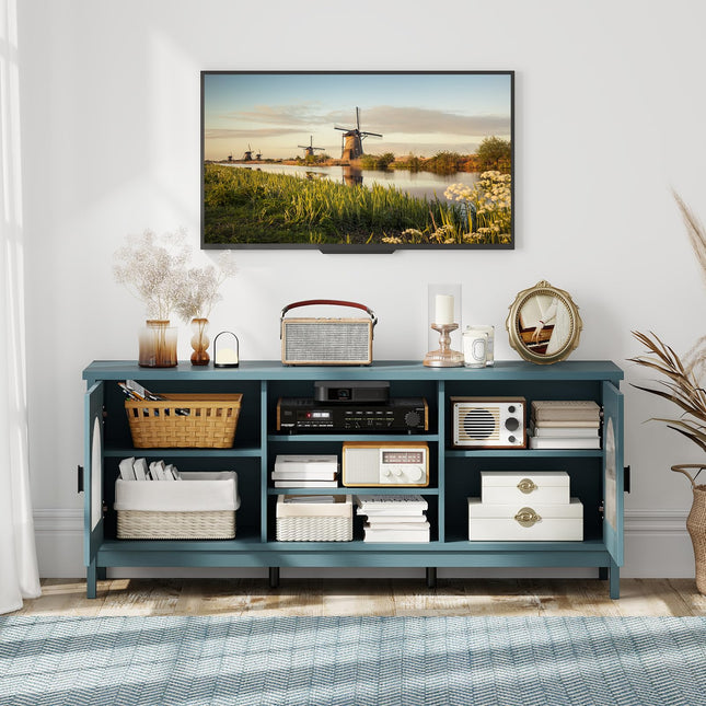 Dreamade Modern Vintage TV Cabinet with Adjustable Shelves and 2 Cable Holes for TVs up to 65 Inches