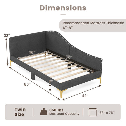 Dreamade Upholstered Daybed, Rivet-Tufted Platform Bed with Headboard