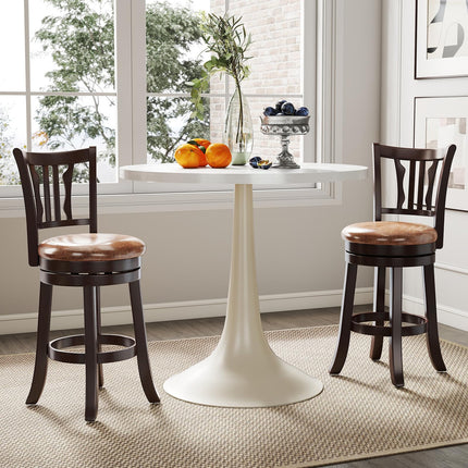Dreamade 26" Upholstered Counter Height Swivel Bar Stools Set of 2/4 with Back and Solid Rubber Frame