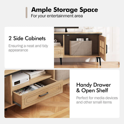 Dreamade TV Stand for TV up to 65 Inches, Entertainment Center with 2 Cabinets
