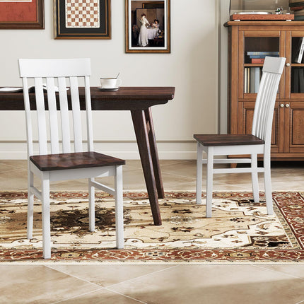 Dreamade Wooden Dining Chairs Set of 2/4 with Hollowed Backrests & Rubber Wood Seats