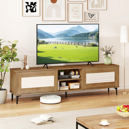 Dreamade Mid Century Modern TV Stand for 55-65 Inch TV Waveform Fluted Entertainment Center