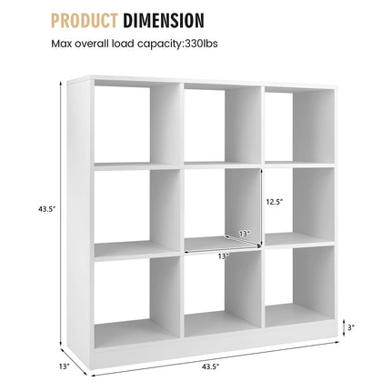 Dreamade 9-Cube Bookcase White - 4-Tier Freestanding Open Bookshelf