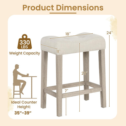 Dreamade 24" Bar Stools Set of 2/4, Upholstered Counter Height Saddle Bar Stools