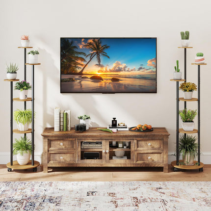 Dreamade 57'' Tall Plant Stand Indoor with Lights & Wheels