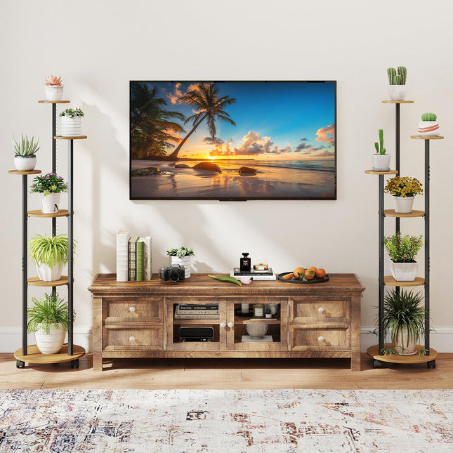 Dreamade 57'' Tall Plant Stand Indoor with Lights & Wheels