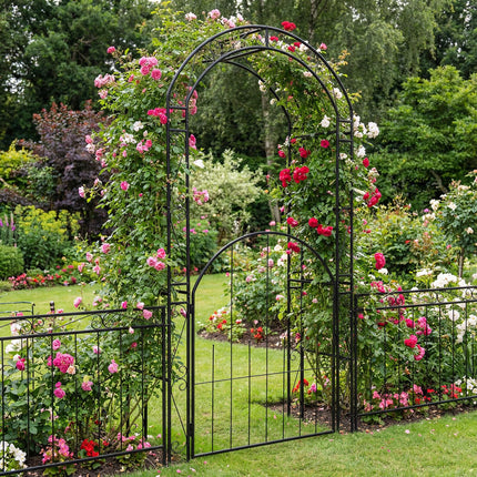 Dreamade 84'' Garden Arbor with Gate for Backyard Lawn